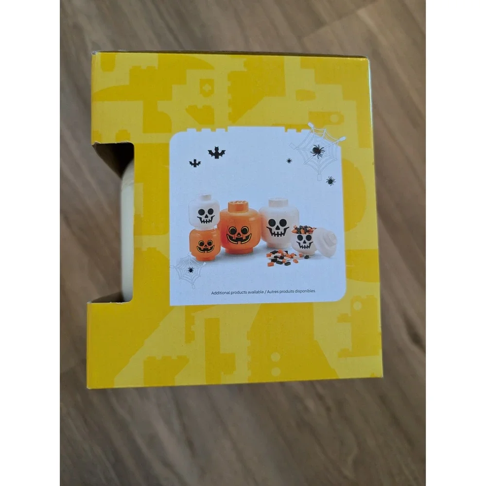 LEGO Halloween Storage Head Small Pumpkin Skull Organizer Bin 2 Pack Stackable